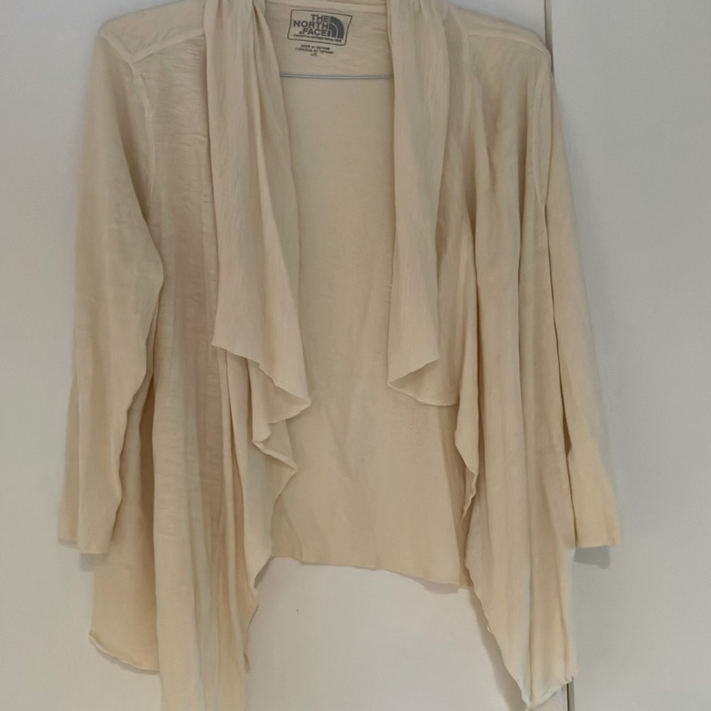 The North Face Cream Shrug with Waterfall Lapels. (L)